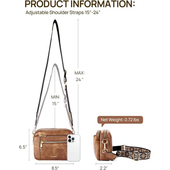 Telena Women Brown Trendy Vegan Leather Shoulder Handbags With Adjustable Strap - Picture 3 of 7